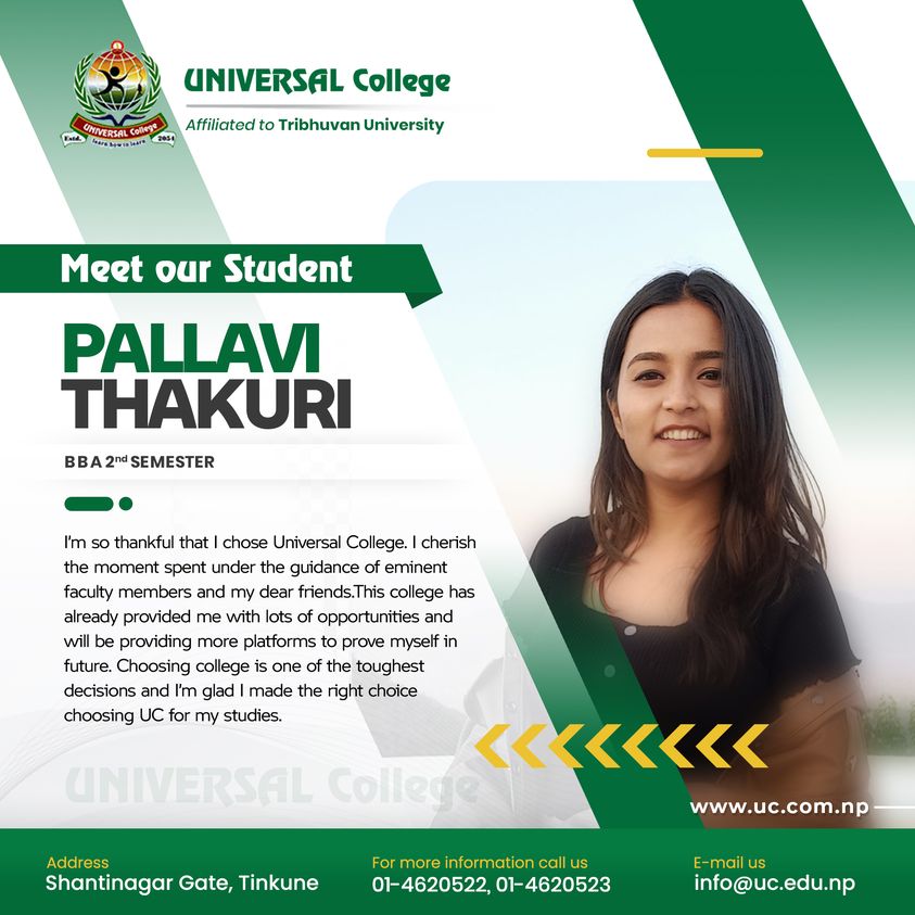 Meet Our Student.  Ms. Pallavi Thakuri, BBA 2nd Semester